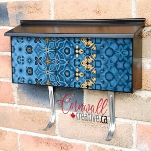Blue and Yellow Folk Pattern Wall-mounted Townhouse Mailbox Cover