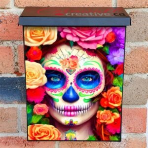 Sugar Skull Girl with Flowers #2 Colonial Mailbox Cover