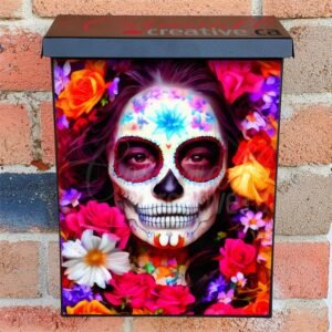 Sugar Skull Girl with Flowers #3 Colonial Mailbox Cover