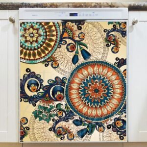 Bohemian Mandalas and Flowers Magnetic Dishwasher Door Cover
