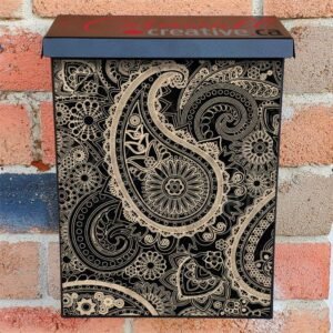 Black and Tan Paisley Design Colonial Mailbox Cover