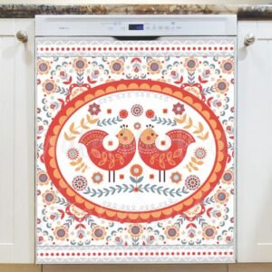 Folk Birds and Flowers #1 Magnetic Dishwasher Door Cover