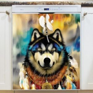Native Warrior Dog Magnetic Dishwasher Door Cover