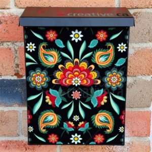 Paisley Design on Black Background Colonial Mailbox Cover