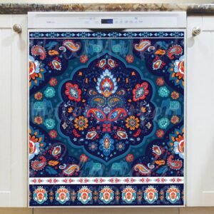 Indian Paisley Folklore Design #4 Magnetic Dishwasher Door Cover