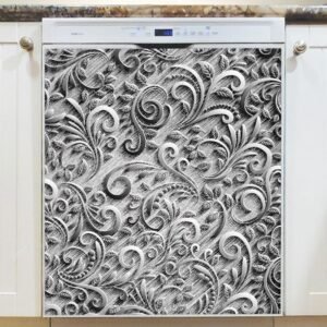 Silver Color Batik Pattern Magnetic Dishwasher Door Cover