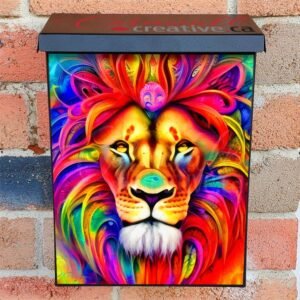 Native Colorful Lion Colonial Mailbox Cover