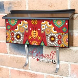Folk Pattern with Horses and Birds Wall-mounted Townhouse Mailbox Cover