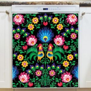 Traditional Polish Design with Roosters Magnetic Dishwasher Door Cover