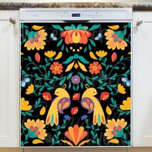 Folk Bird Couple #2 Magnetic Dishwasher Door Cover
