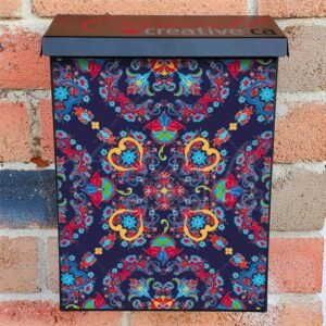 Floral Folk Design with Hearts Colonial Mailbox Cover