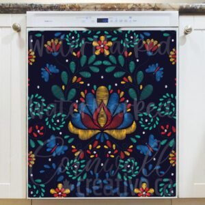 Traditional Embroidery Pattern #2 Magnetic Dishwasher Door Cover