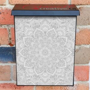 Grey Mandala Design Colonial Mailbox Cover