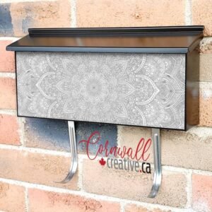 Grey Mandala Design Wall-mounted Townhouse Mailbox Cover
