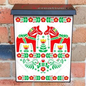 Polish Folk Horses and Flowers Colonial Mailbox Cover