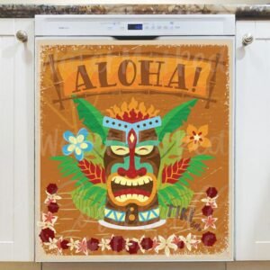 Aloha Hawaiian Tiki Design Magnetic Dishwasher Door Cover