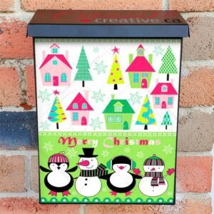 Christmas Snowmen and Penguins Colonial Mailbox Cover