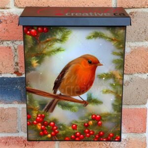 Pretty Winter Robin Colonial Mailbox Cover