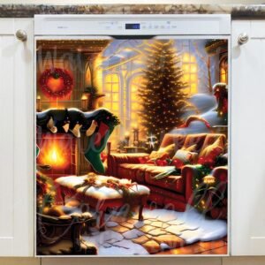 Christmas Living Room Magnetic Dishwasher Door Cover