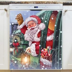 Christmas Santa Express Magnetic Dishwasher Door Cover