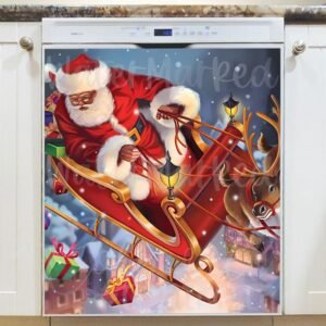 Santa's Christmas Delivery Magnetic Dishwasher Door Cover