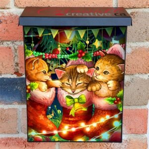 Christmas Kitten Stockings Colonial Mailbox Cover