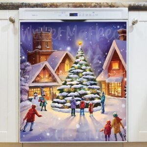 Christmas in the Little Town Magnetic Dishwasher Door Cover