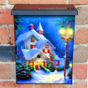Cozy Cottage on Christmas Night Colonial Mailbox Cover