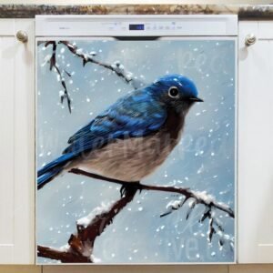 Christmas Blue Bird Magnetic Dishwasher Door Cover