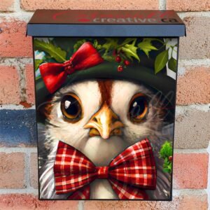 Christmas Bird in Derby Hat Colonial Mailbox Cover