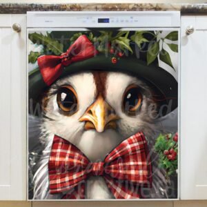 Christmas Bird in Derby Hat Magnetic Dishwasher Door Cover