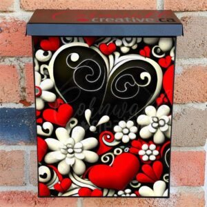 Whimsical Valentine's Day Pattern Colonial Mailbox Cover