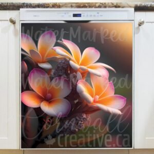 Pretty Plumeria Flowers Magnetic Dishwasher Door Cover