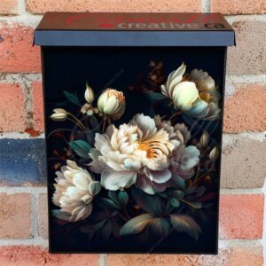 Delicate White Peonies Colonial Mailbox Cover