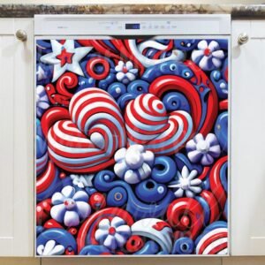 Whimsical USA Pattern Magnetic Dishwasher Door Cover