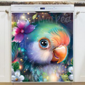 Little Parrot in the Jungle Magnetic Dishwasher Door Cover