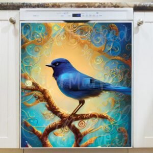 Pretty Blue Bird #2 Magnetic Dishwasher Door Cover