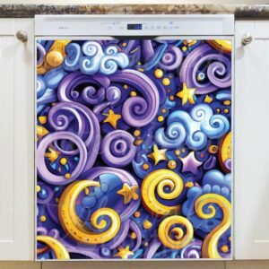 Moons, Stars and Clouds Magnetic Dishwasher Door Cover