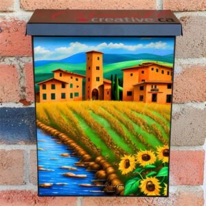 Tuscan Villa with Sunflowers Colonial Mailbox Cover