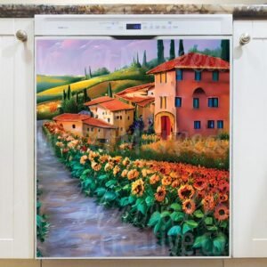 Tuscan Villa with Sunflowers #2 Magnetic Dishwasher Door Cover