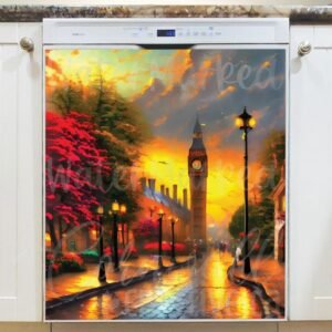 Street in London and Big Ben Magnetic Dishwasher Door Cover