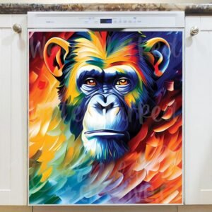 Beautiful Rainbow Chimpanzee Magnetic Dishwasher Door Cover