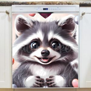 Little Smiling Raccoon Magnetic Dishwasher Door Cover