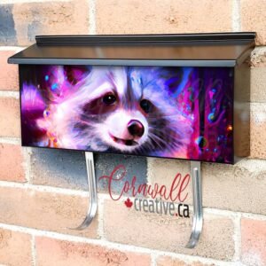 Raccoon with Flowers #1 Wall-mounted Townhouse Mailbox Cover
