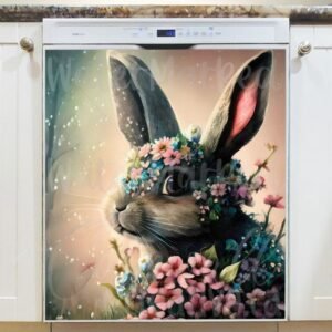 Cute Flower Bunny Magnetic Dishwasher Door Cover