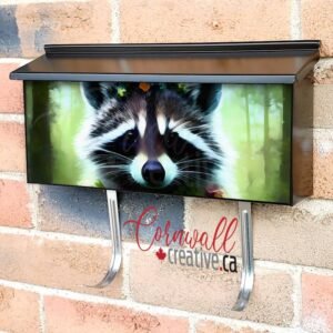 Raccoon with Flowers #2 Wall-mounted Townhouse Mailbox Cover