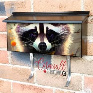 Raccoon with Flowers #3 Wall-mounted Townhouse Mailbox Cover