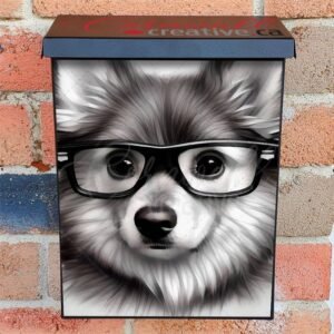 Pretty Dog with Eyeglasses Colonial Mailbox Cover