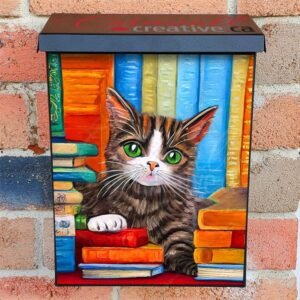 Cat in the Library Colonial Mailbox Cover