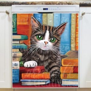 Cat in the Library Magnetic Dishwasher Door Cover
